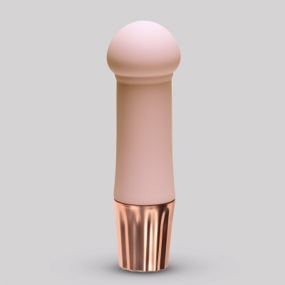 Pincel de maquilhagem cor de rosa com base metálica