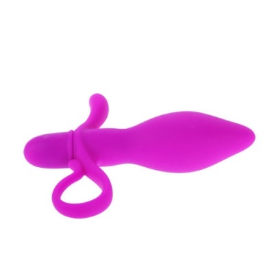 Produto anatómico de silicone rosa com argola de suporte