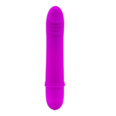 Vibrador cor-de-rosa em silicone com textura lisa e ranhuras