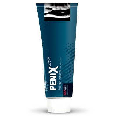 Tubo azul de creme PENIX active com tampa branca sobre fundo branco