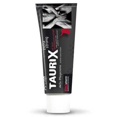 Tubo de creme TAURIX extra strong preto e cinza com tampa branca