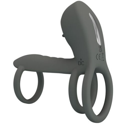 Anel estimulador cinzento com argolas e aba com marcações