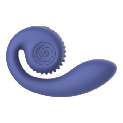 Objeto curvo azul com espiral e detalhes ondulados