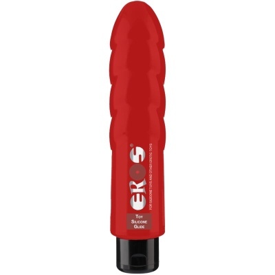 Frasco vermelho de silicone para brinquedos eróticos com tampa preta