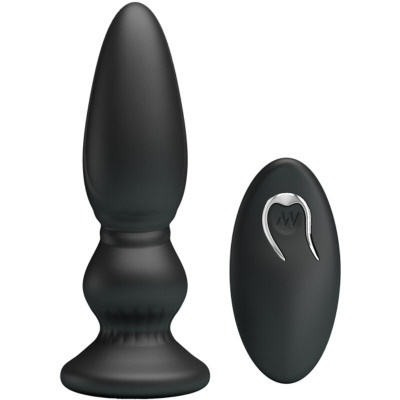 plug anal preto com comando remoto oval preto