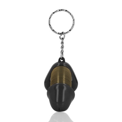 Chaveiro em metal preto e dourado com argola prateada