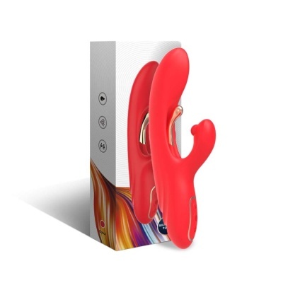 Vibrador vermelho de silicone com embalagem colorida