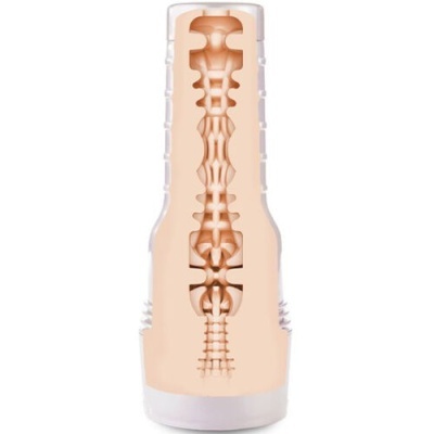 Produto plástico transparente com interior texturizado em fundo branco