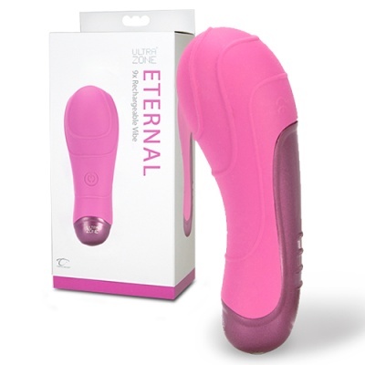 Vibrador cor-de-rosa e roxo com embalagem branca ULTRA ZONE ETERNAL