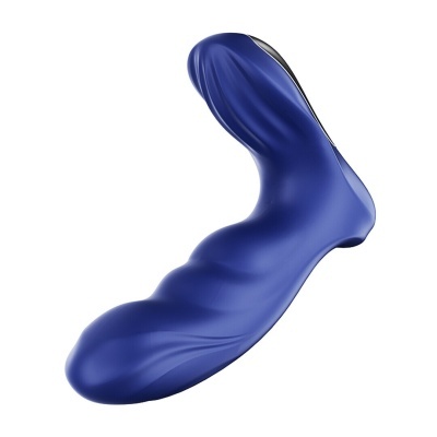 Produto azul em silicone com formato curvado e relevo
