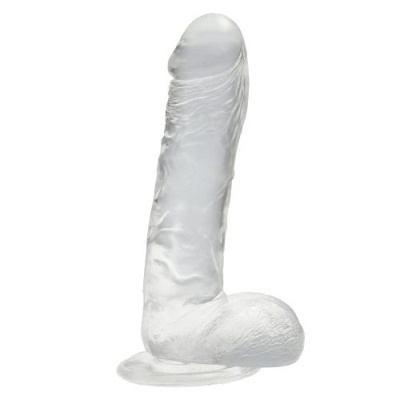 Dildo transparente em silicone com base em ventosa