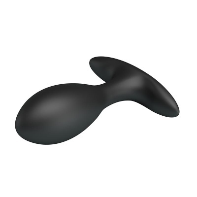 Plug anal preto de silicone com base alargada