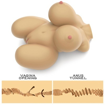Modelo anatómico torso feminino com seios e aberturas vaginal e anal