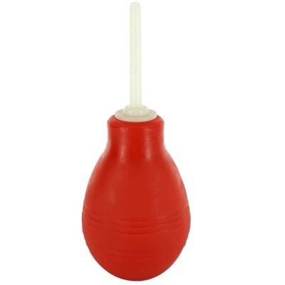 Frasco conta-gotas vermelho com tubo branco