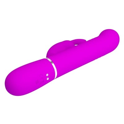 Vibrador rosa em silicone com design liso e parte saliente