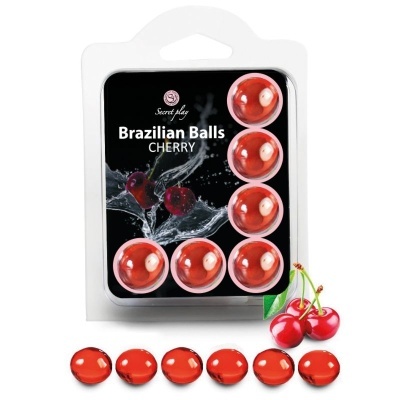 Embalagem de bolas vermelhas translúcidas com tema de cereja