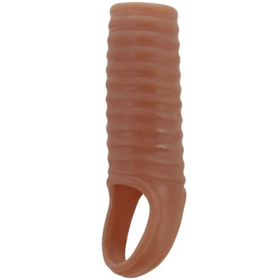 Extensor castanho para dedo em silicone com textura corrugada