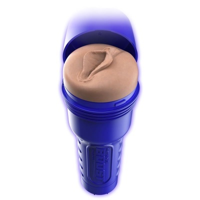 Masturbador masculino azul com abertura cor de pele em material macio