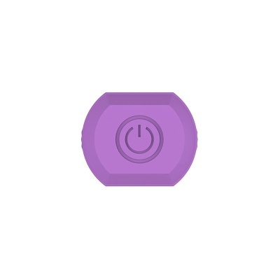 Dispositivo eletrônico portátil roxo com símbolo de botão de energia