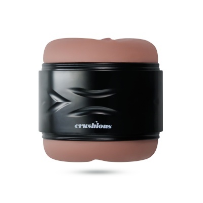 Producto cosmético en stick rosa claro con tapa negra y texto crushious