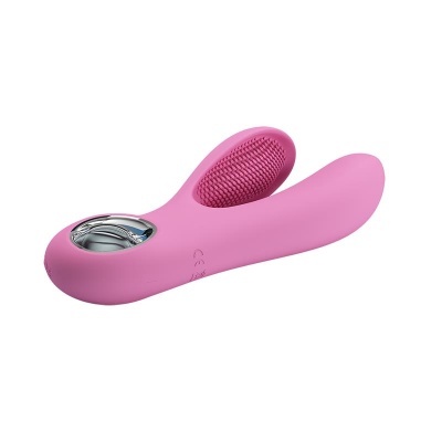 Dispositivo cor de rosa em silicone com formato curvo e textura