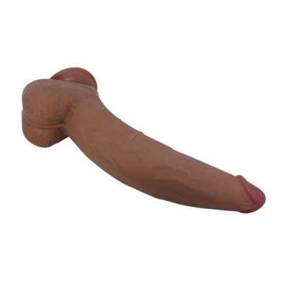 Dildo castanho com textura veias em fundo branco
