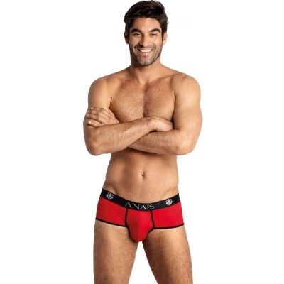 Cuecas masculinas vermelhas com cintura preta com a marca ANAIS