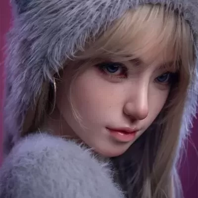 Boneca realista com gorro e camisola cinza felpudos
