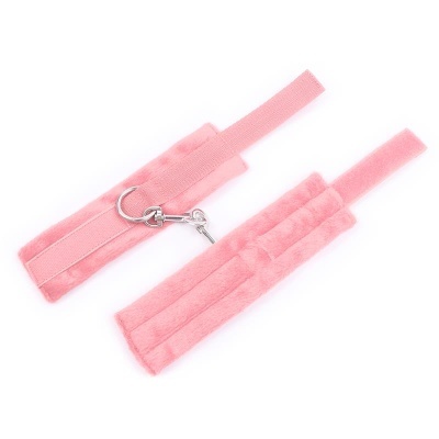 Algemas rosa felpudas com fecho metálico e velcro