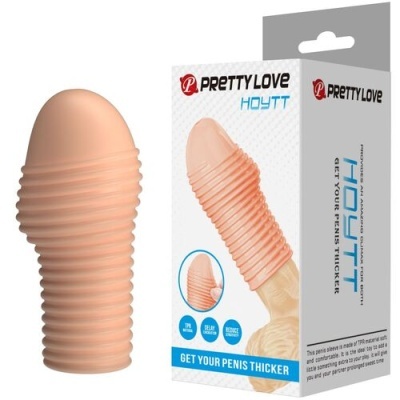 Capa masculina flexível cor pele com textura ondulada e embalagem da marca PRETTY LOVE HOYTT