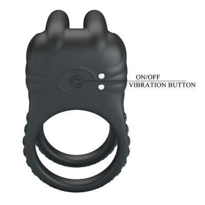 anel preto com botões ON/OFF e VIBRATION BUTTON