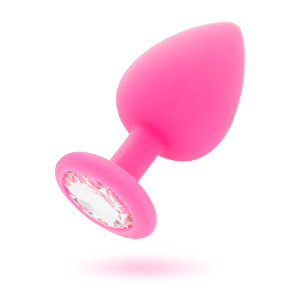 Plug anal rosa com pedra decorativa Swarovski