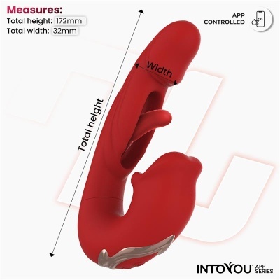 Vibrador vermelho anatómico com controle por app