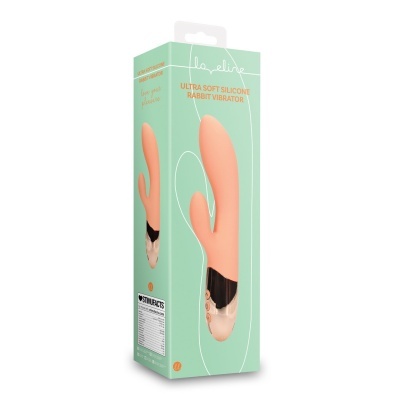 Embalagem de vibrador tipo coelho em silicone cor salmão