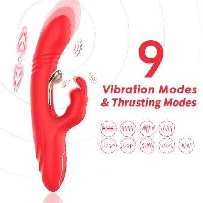 Vibrador vermelho com 9 modos de vibração e de impulso anunciados
