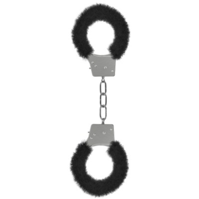Algemas metálicas com pelo sintético preto