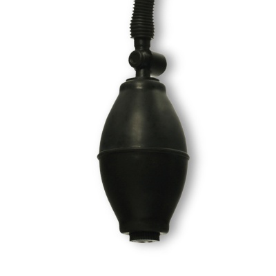 Componente automóvel preto com textura lisa e mola corrugada na parte superior