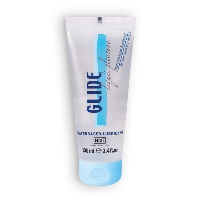 Frasco de lubrificante à base de água GLIDE com tampa azul claro