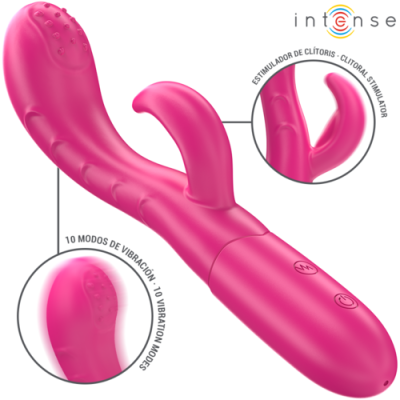 Vibrador rosa Intense em silicone com textura e dois botões