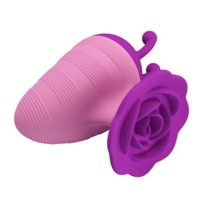 Brinquedo erótico rosa com base roxa em forma de flor