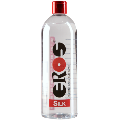 Frasco transparente com tampa vermelha de lubrificante à base de silicone