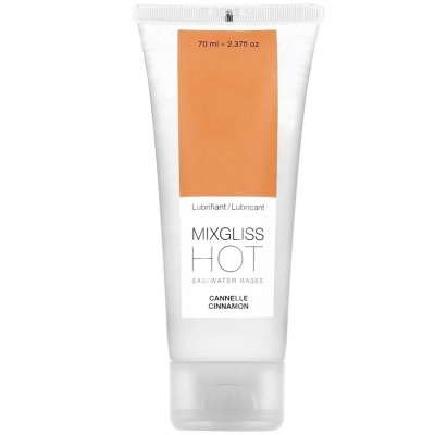 Frasco transparente de lubrificante Mixgliss Hot, 70 ml, fragrância canela