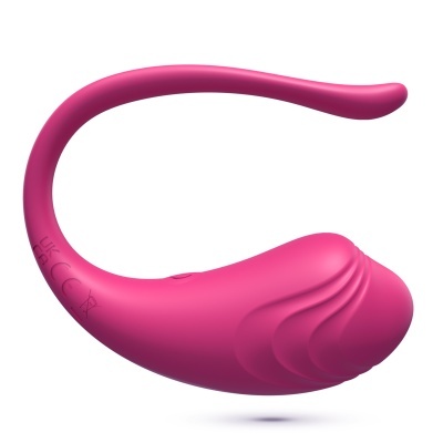 Produto em silicone cor-de-rosa com textura e texto em relevo