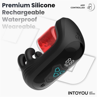 Dispositivo preto em silicone com visor digital e botões iluminados