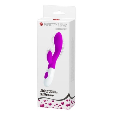 Pack de vibrador roxo e branco Pretty Love Brighty na embalagem