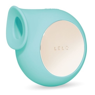 Dispositivo azul turquesa com face metálica LELO