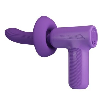 Dispositivo sexual roxo com formato ergonómico e suporte circular