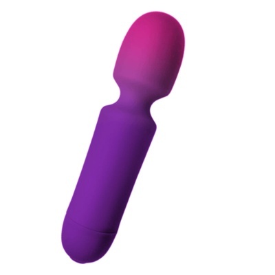 Massageador silicone rosa e roxo com cabeça arredondada