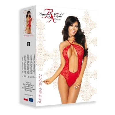 Embalagem de teddy vermelho Anthea teddy com renda e design aberto na frente