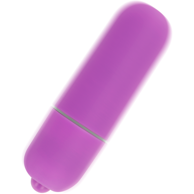 Dispositivo vibrador roxo cilíndrico sobre fundo branco